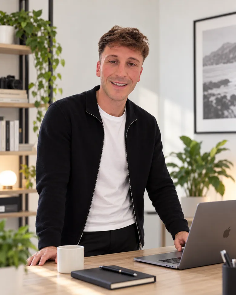 Ritratto professionale di Mattia Ciavarro nel proprio ambiente di lavoro